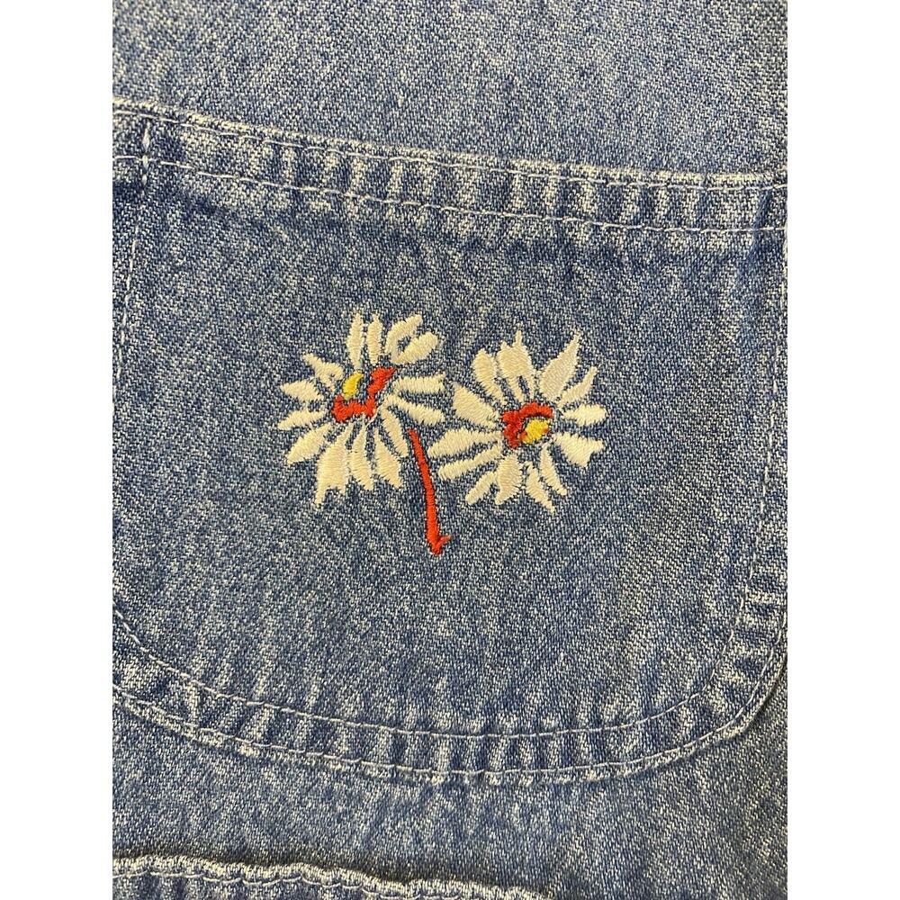 dfrank Vtg Y2K 90s BLue Floral Embroidered Button Vest Sleeveless Women's M - Picture 2 of 6